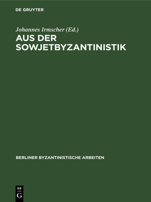 cover image of Aus der Sowjetbyzantinistik